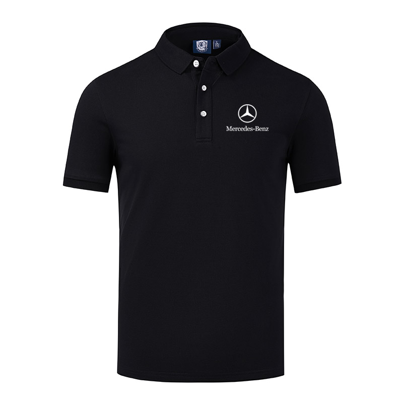 2022 Polo Mercedes Benz Homme Slim Coton Piqué Logo Manches Courtes